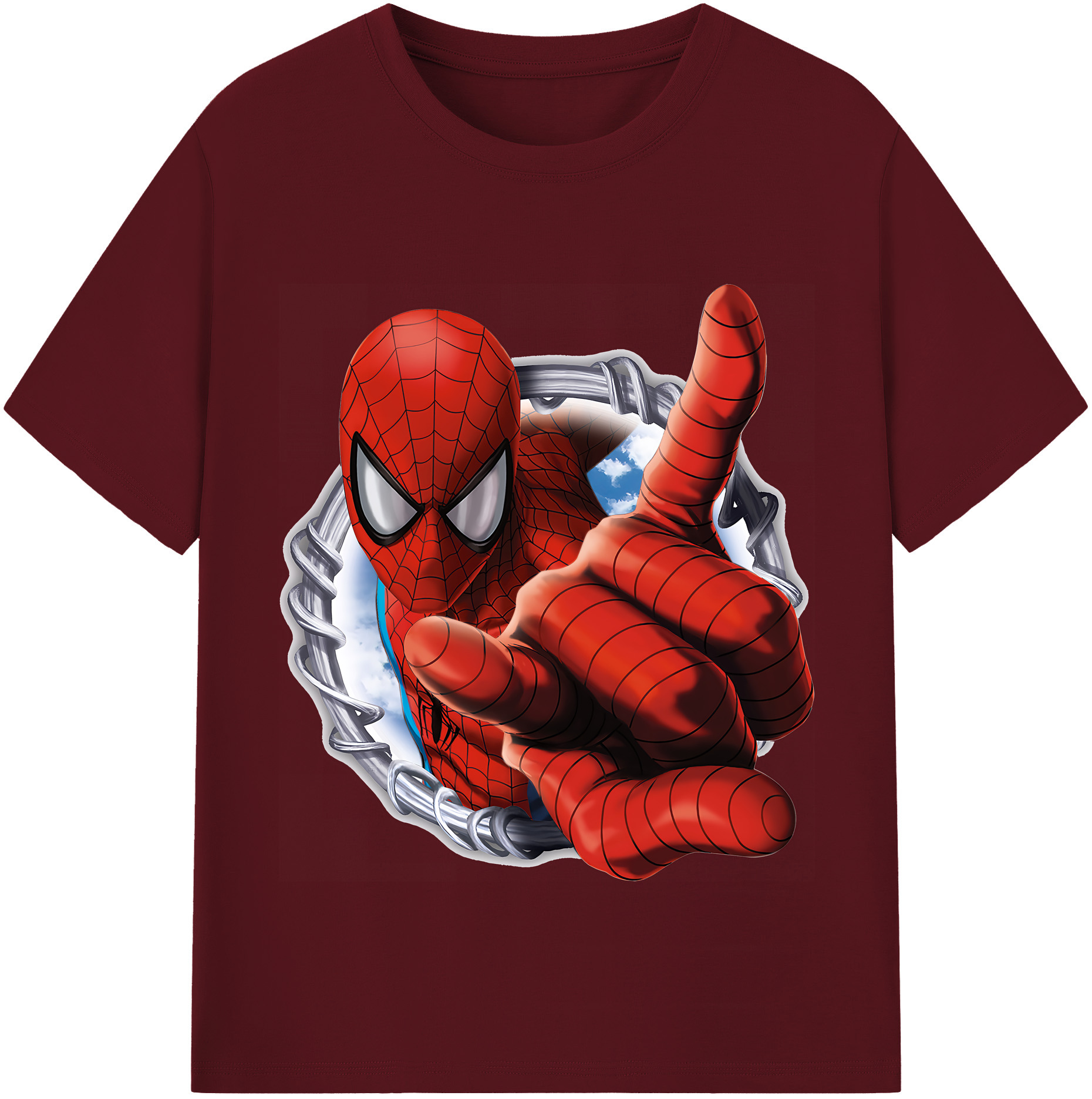 （画像用） Spider Man スパイダーマン 綿100％半袖Tシャツ（フロントプリント）